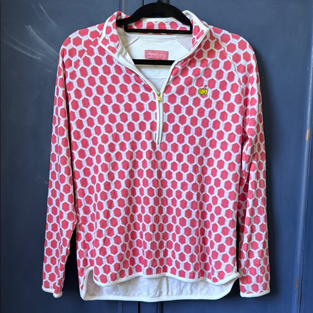 Masters Magnolia Lane Collection Quarter Zip Long Sleeve Golf Shirt Size Large